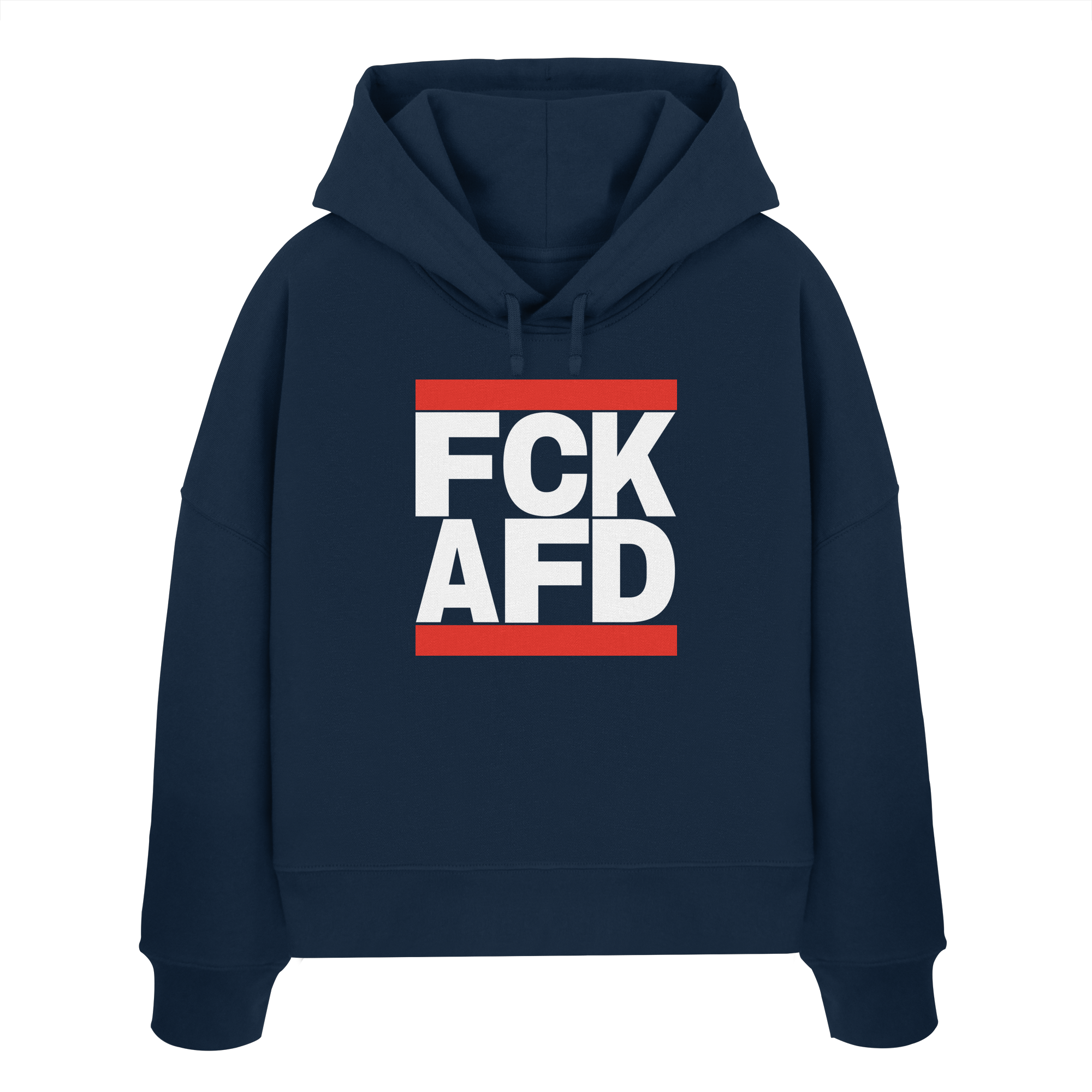 FCK AFD (weiße Schrift) - "Frauen" Boxcut Hoodie