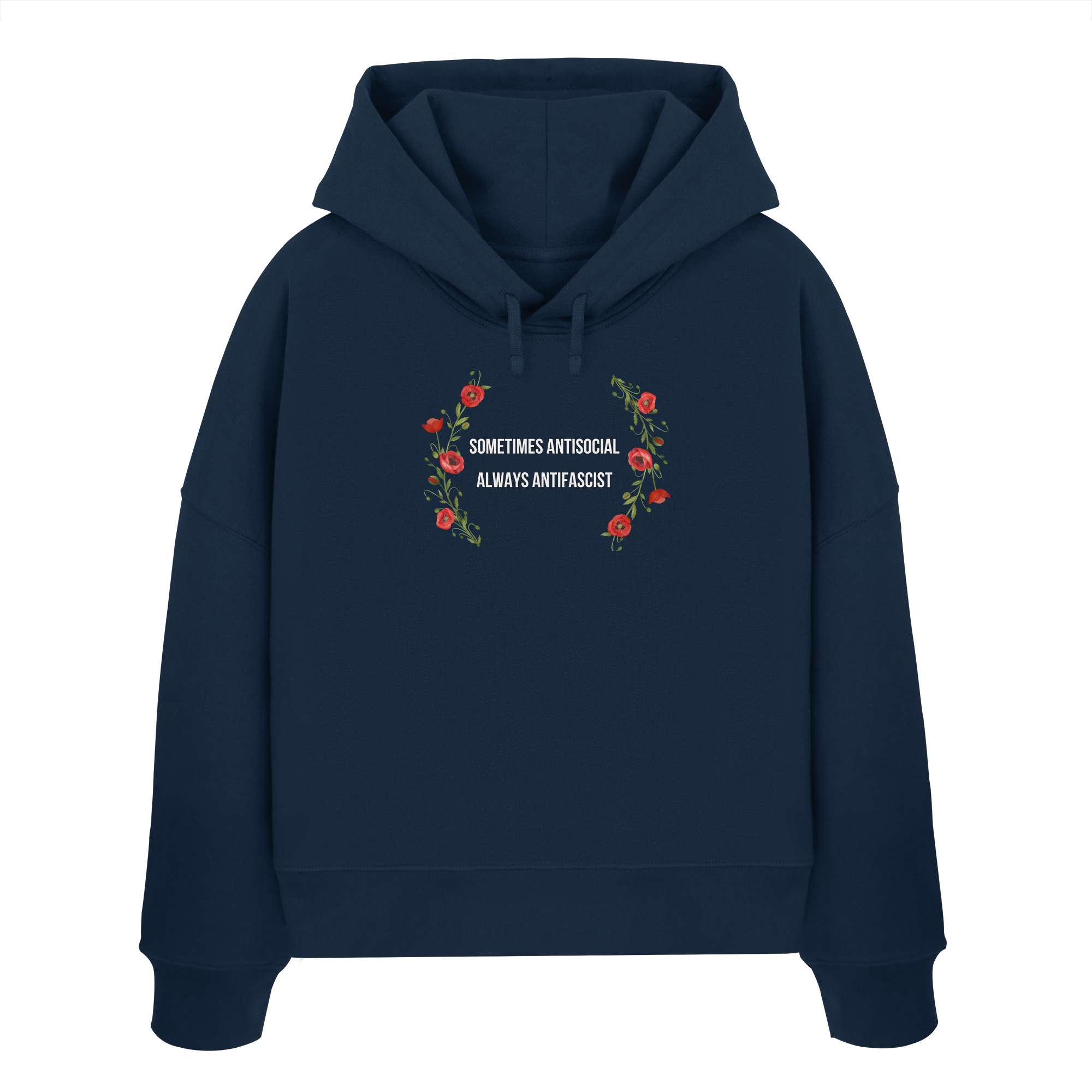 Sometimes Antisocial Always Antifascist - "Frauen" Boxcut Hoodie