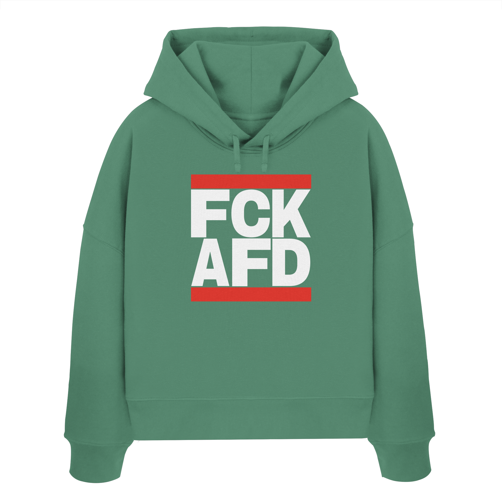 FCK AFD (weiße Schrift) - "Frauen" Boxcut Hoodie