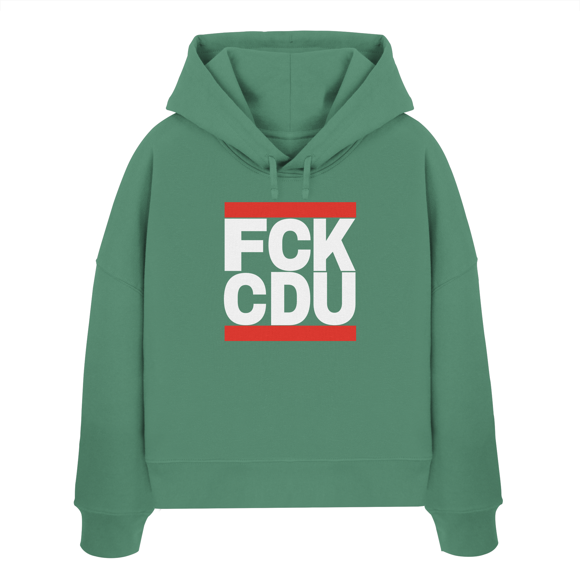 FCK CDU (weiße Schrift) - Womens Organic Boxcut Hoodie