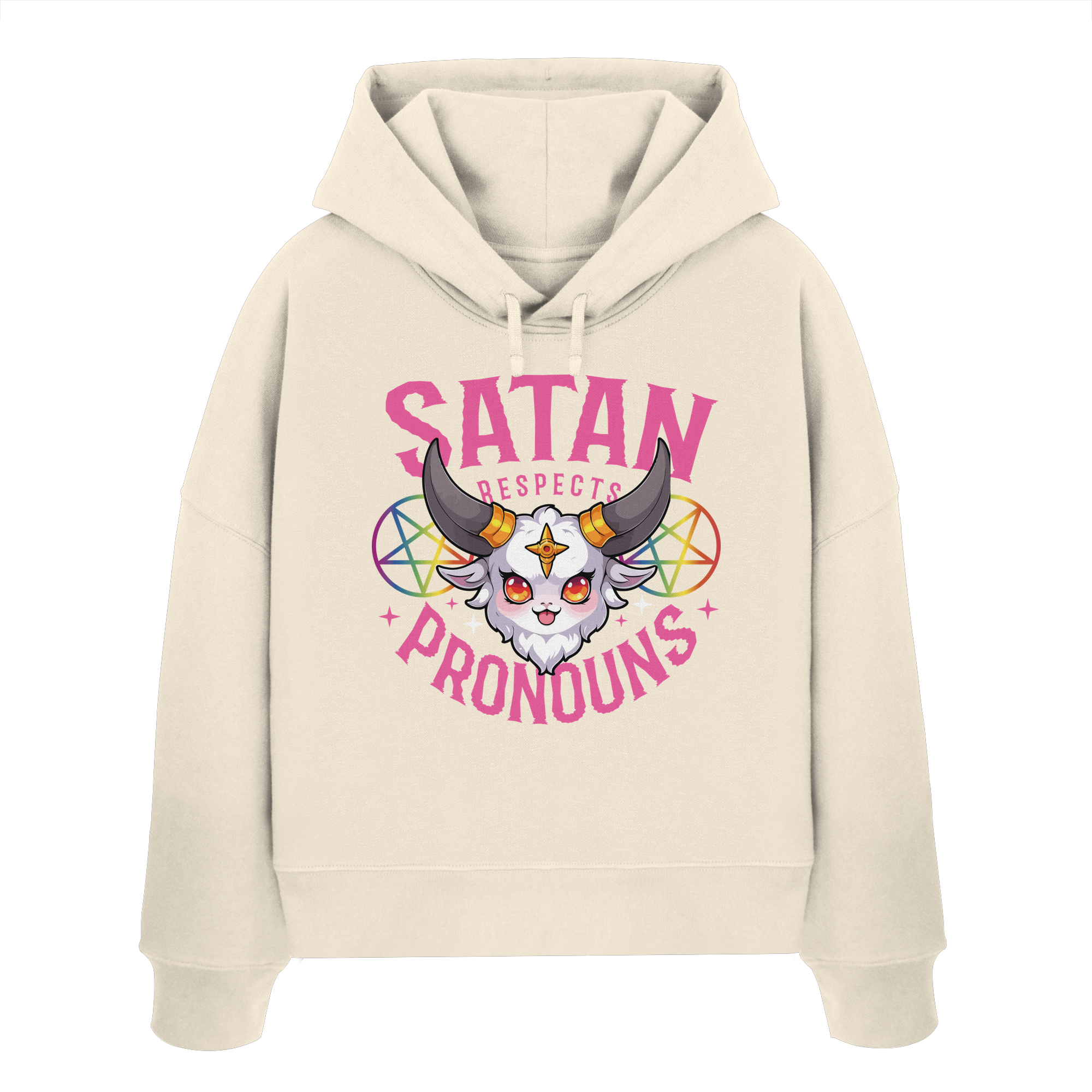 Satan Respects Pronouns - Womens Organic Boxcut Hoodie