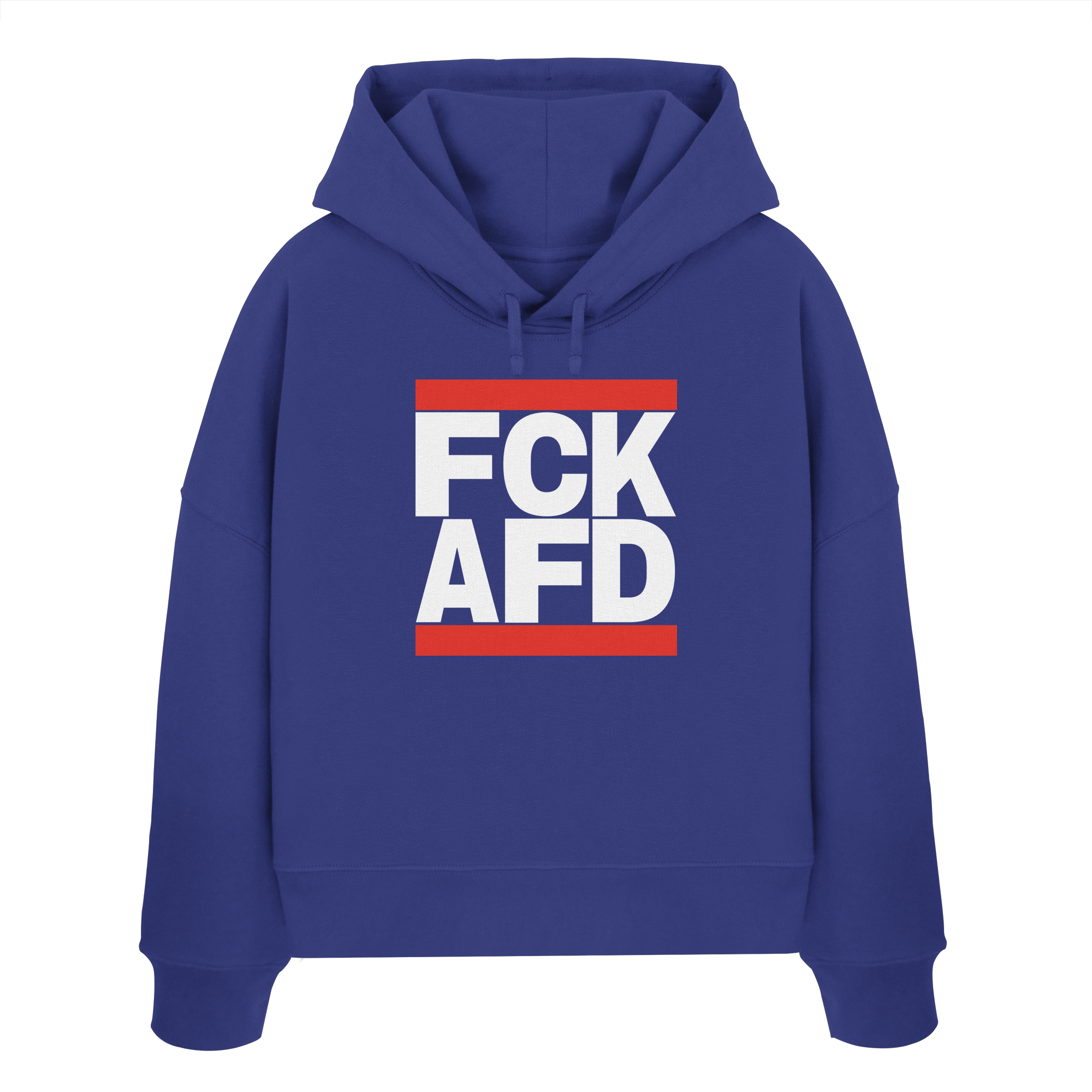 FCK AFD (weiße Schrift) - "Frauen" Boxcut Hoodie