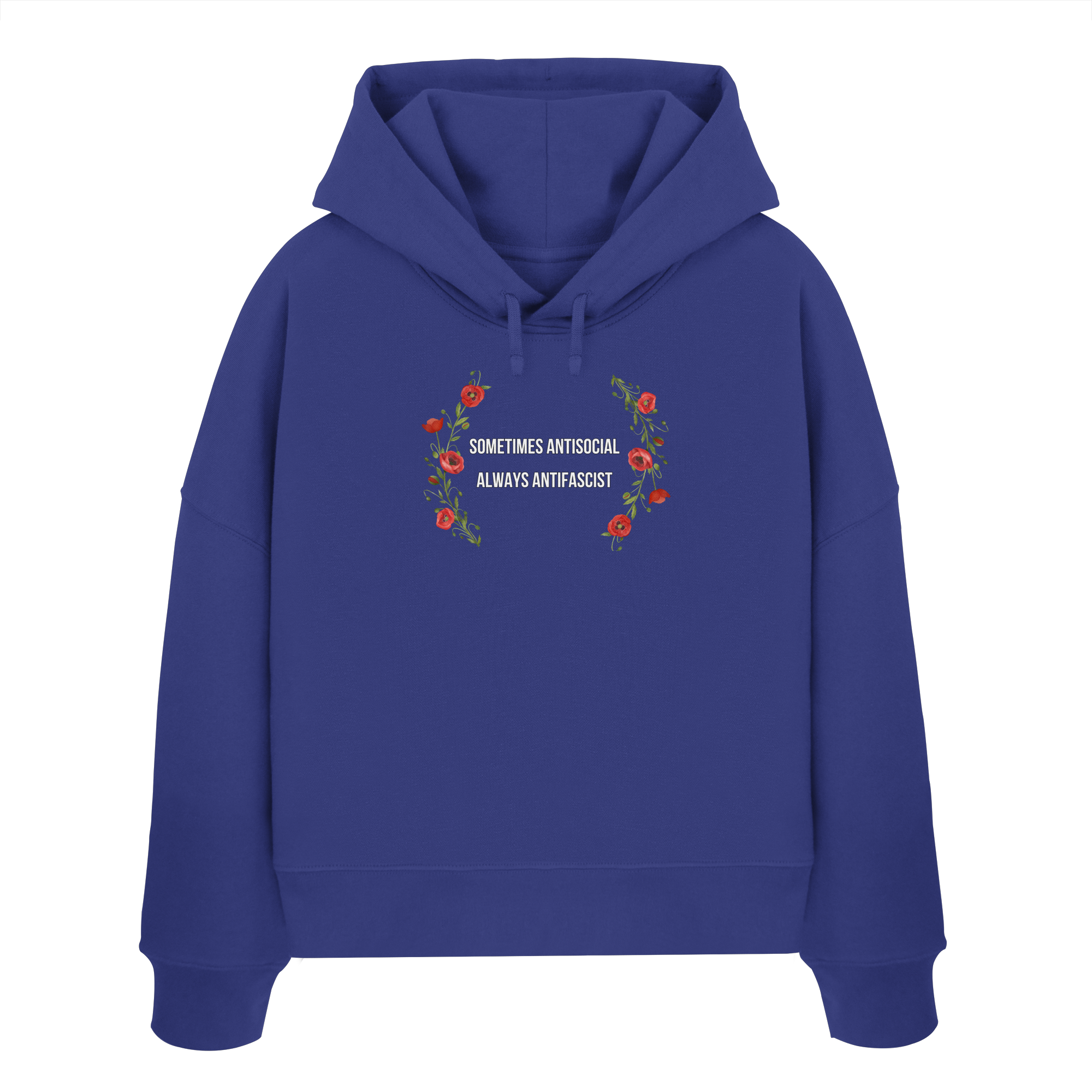 Sometimes Antisocial Always Antifascist - "Frauen" Boxcut Hoodie