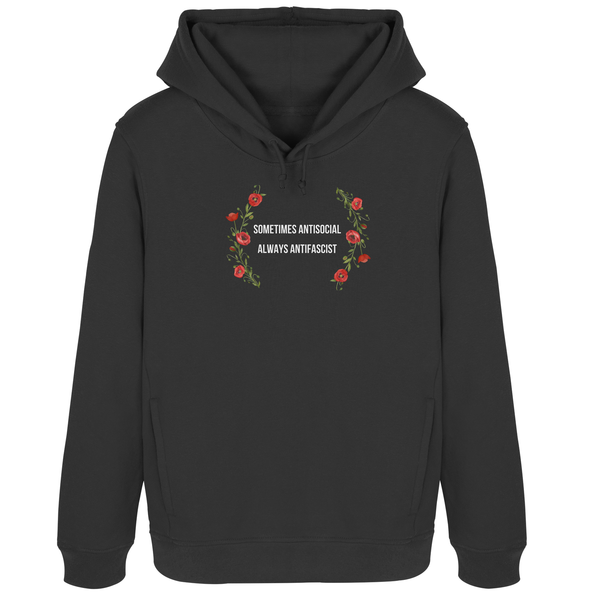 Sometimes Antisocial Always Antifascist - "Frauen" Organic Hoodie B&C