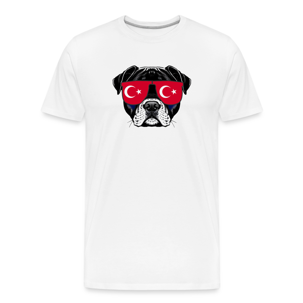 Hund mit Türkei-Sonnenbrille "Männer"-Schnitt T-Shirt - weiß