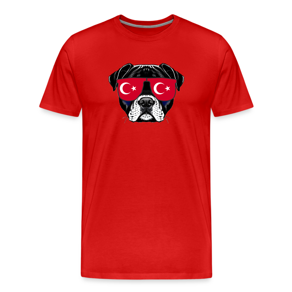 Hund mit Türkei-Sonnenbrille "Männer"-Schnitt T-Shirt - Rot