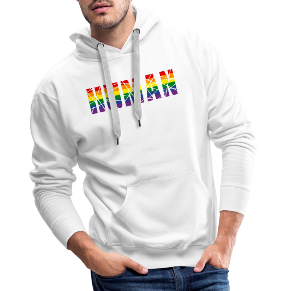 HUMAN in Regenbogen-Farben "Männer"-Schnitt Hoodie - weiß