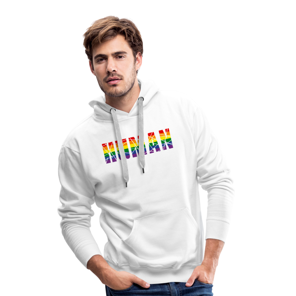 HUMAN in Regenbogen-Farben "Männer"-Schnitt Hoodie - weiß