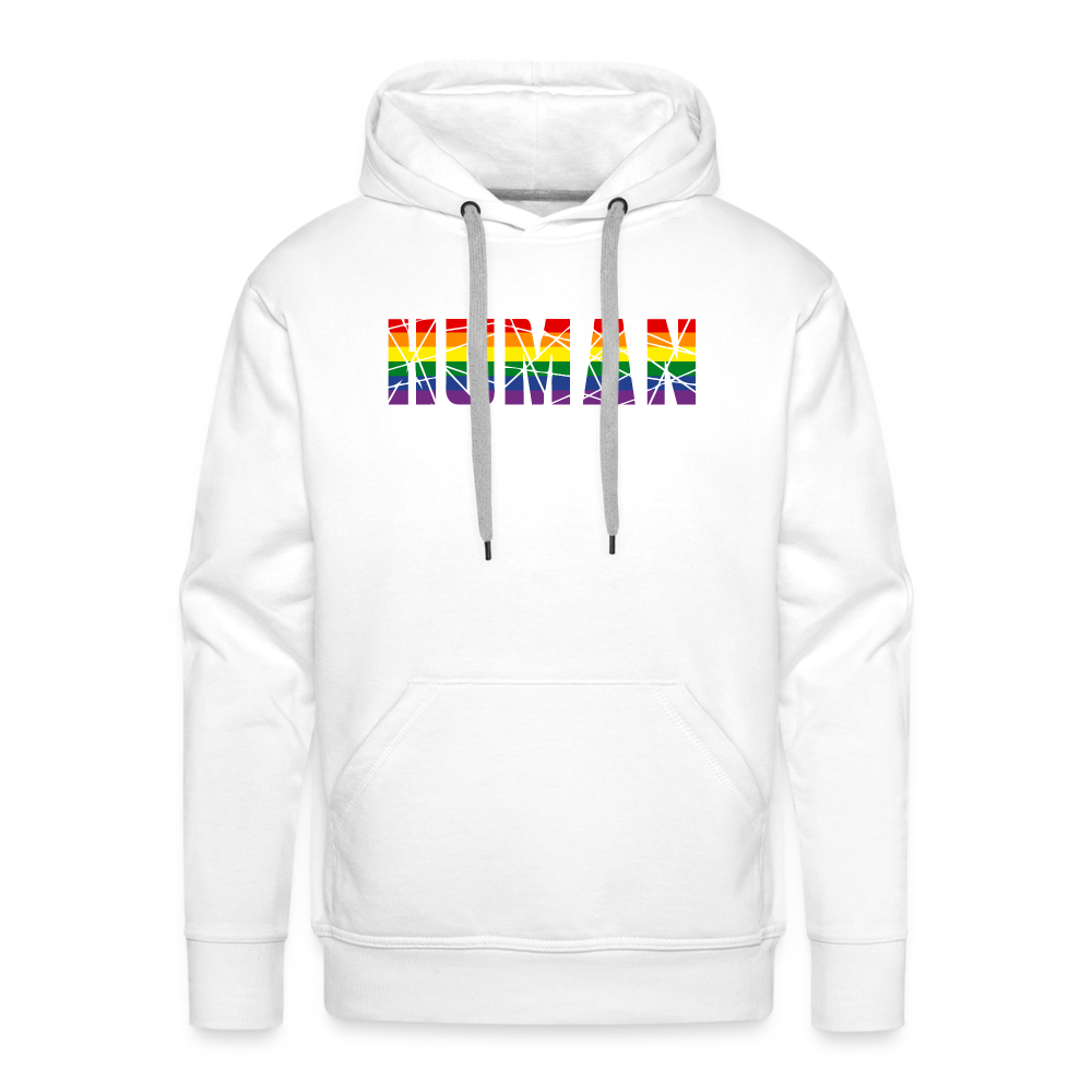 HUMAN in Regenbogen-Farben "Männer"-Schnitt Hoodie - weiß