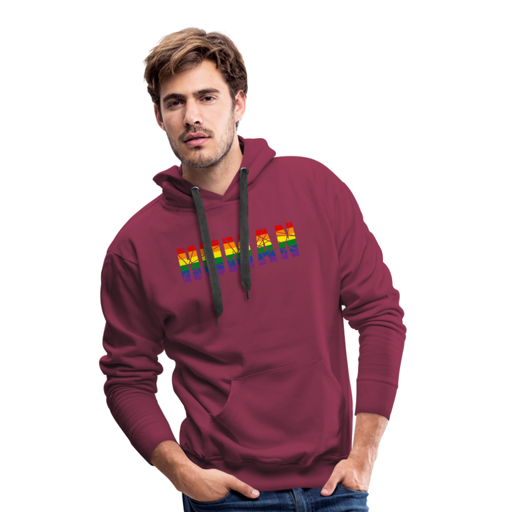 HUMAN in Regenbogen-Farben "Männer"-Schnitt Hoodie - Bordeaux