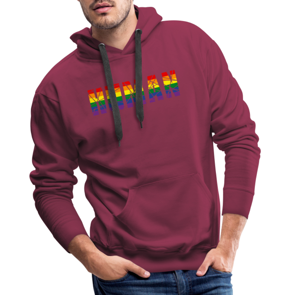 HUMAN in Regenbogen-Farben "Männer"-Schnitt Hoodie - Bordeaux