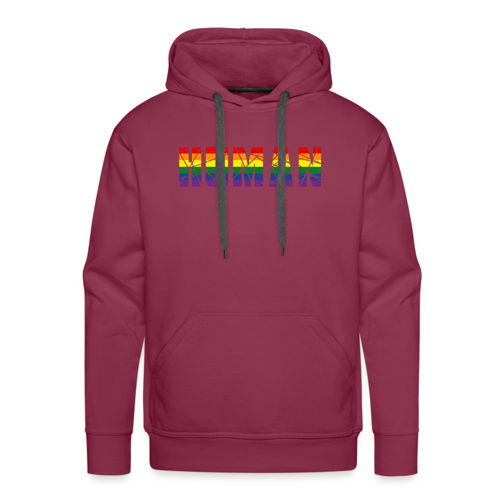 HUMAN in Regenbogen-Farben "Männer"-Schnitt Hoodie - Bordeaux