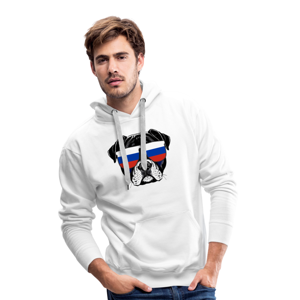 Hund mit Russland-Sonnenbrille "Männer"-Schnitt Hoodie - weiß