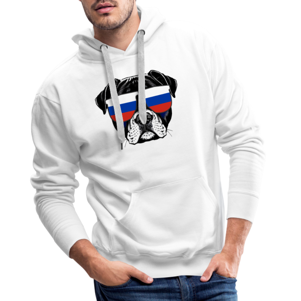 Hund mit Russland-Sonnenbrille "Männer"-Schnitt Hoodie - weiß