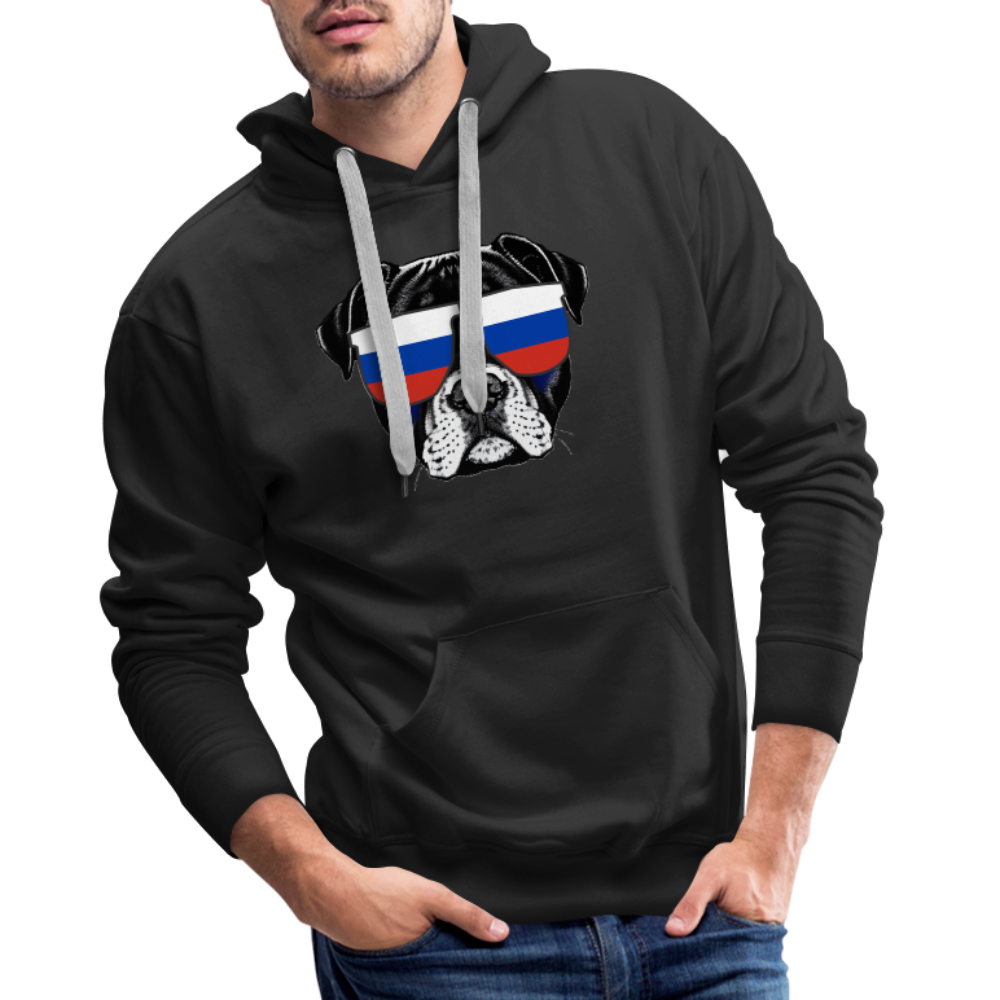 Hund mit Russland-Sonnenbrille "Männer"-Schnitt Hoodie - Schwarz