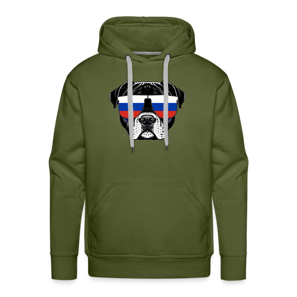 Hund mit Russland-Sonnenbrille "Männer"-Schnitt Hoodie - Olivgrün