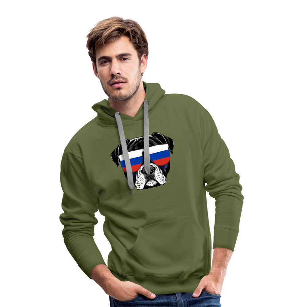 Hund mit Russland-Sonnenbrille "Männer"-Schnitt Hoodie - Olivgrün