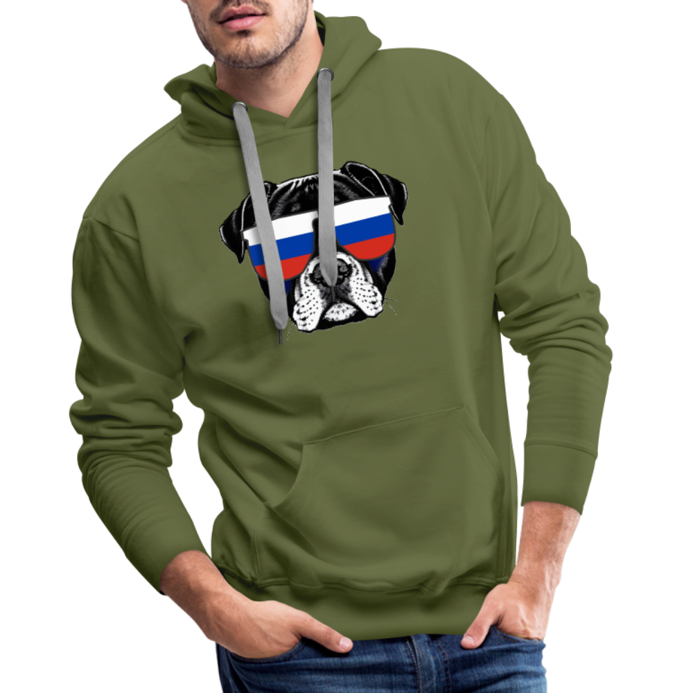 Hund mit Russland-Sonnenbrille "Männer"-Schnitt Hoodie - Olivgrün