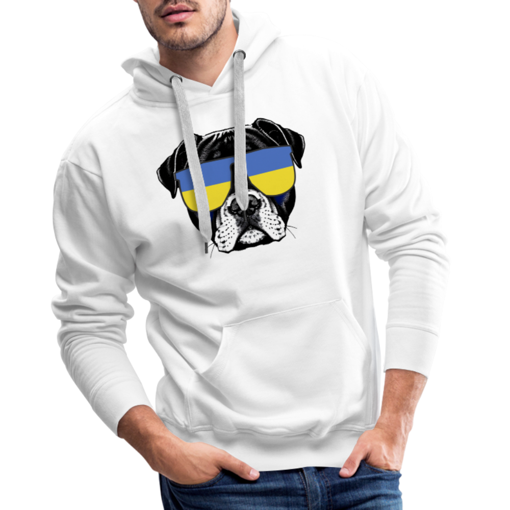 Hund mit Ukraine-Sonnenbrille "Männer"-Schnitt Hoodie - weiß