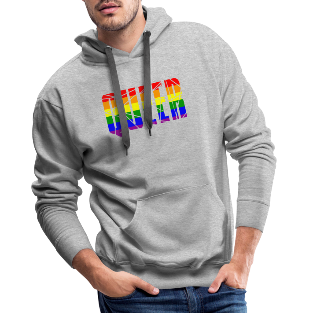 QUEER in Regenbogen-Farben "Männer" Hoodie - Grau meliert