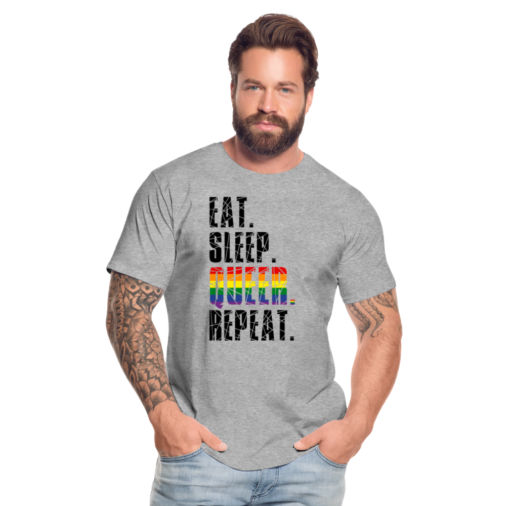 EAT. SLEEP. QUEER. REPEAT. "Männer" T-Shirt - Grau meliert