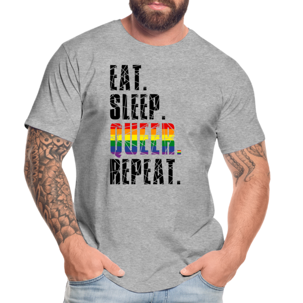 EAT. SLEEP. QUEER. REPEAT. "Männer" T-Shirt - Grau meliert