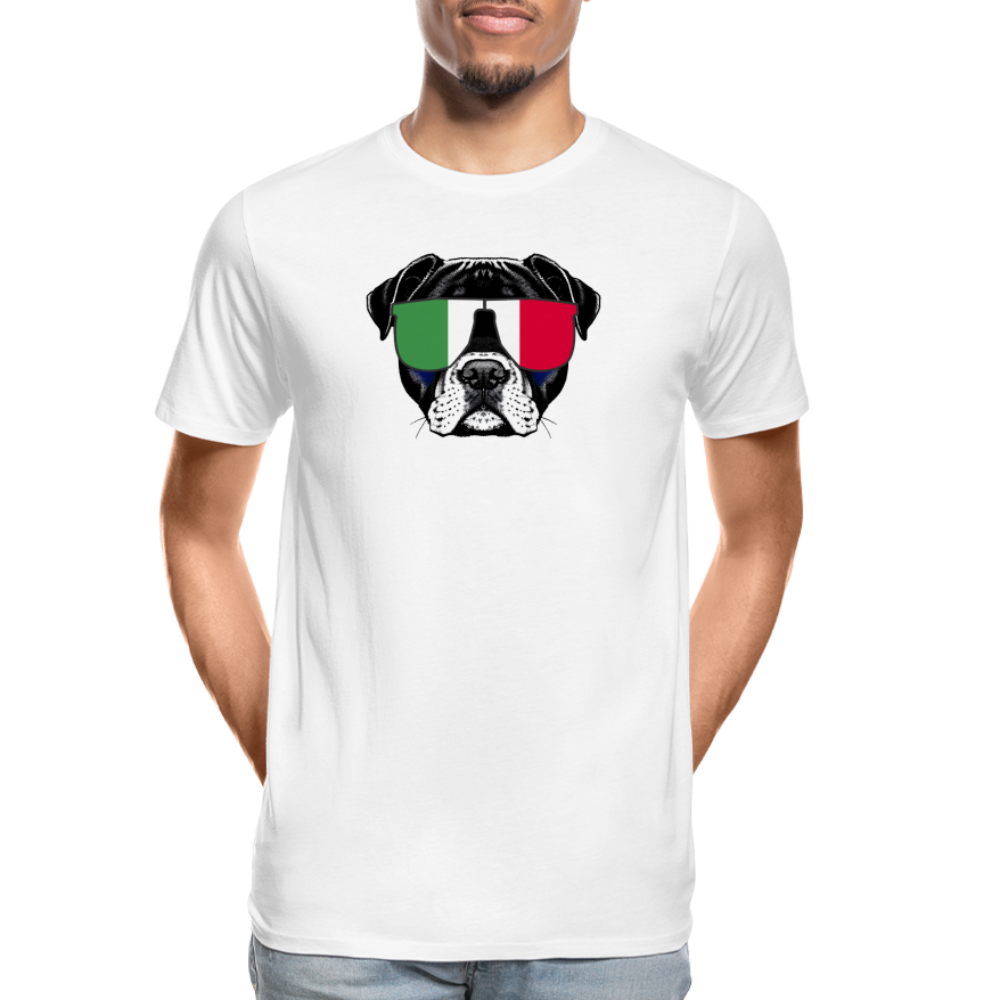 Hund mit Italien-Sonnenbrille "Männer"-Schnitt T-Shirt - weiß