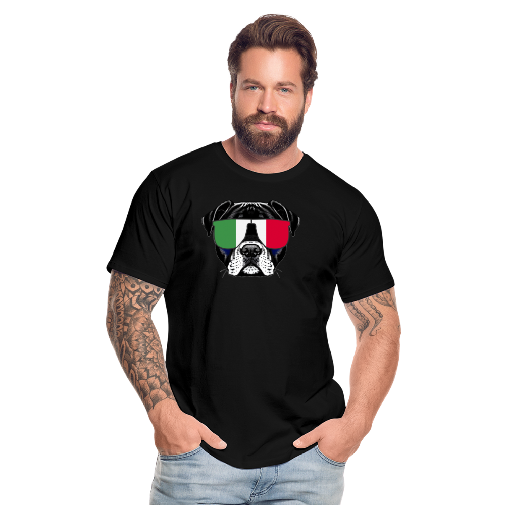 Hund mit Italien-Sonnenbrille "Männer"-Schnitt T-Shirt - Schwarz