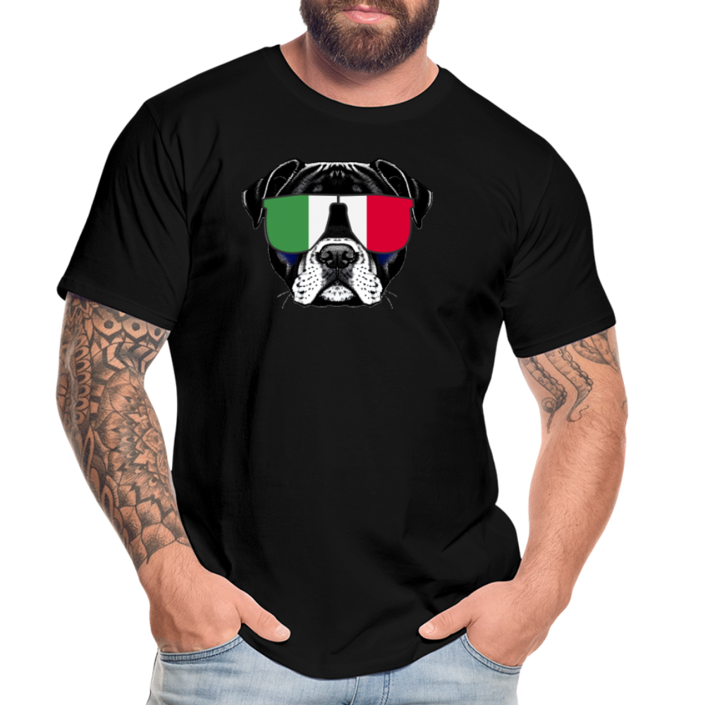 Hund mit Italien-Sonnenbrille "Männer"-Schnitt T-Shirt - Schwarz