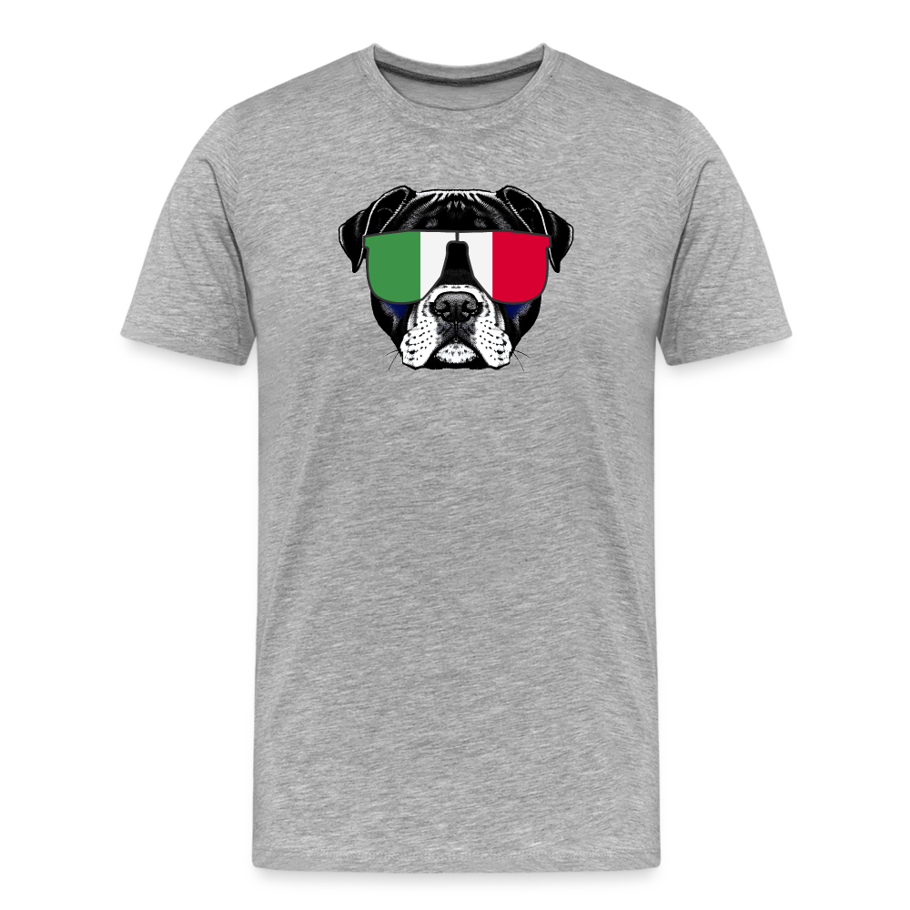Hund mit Italien-Sonnenbrille "Männer"-Schnitt T-Shirt - Grau meliert
