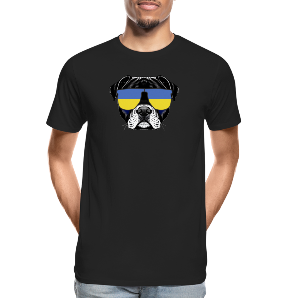 Hund mit Ukraine-Sonnenbrille "Männer"-Schnitt T-Shirt - Schwarz