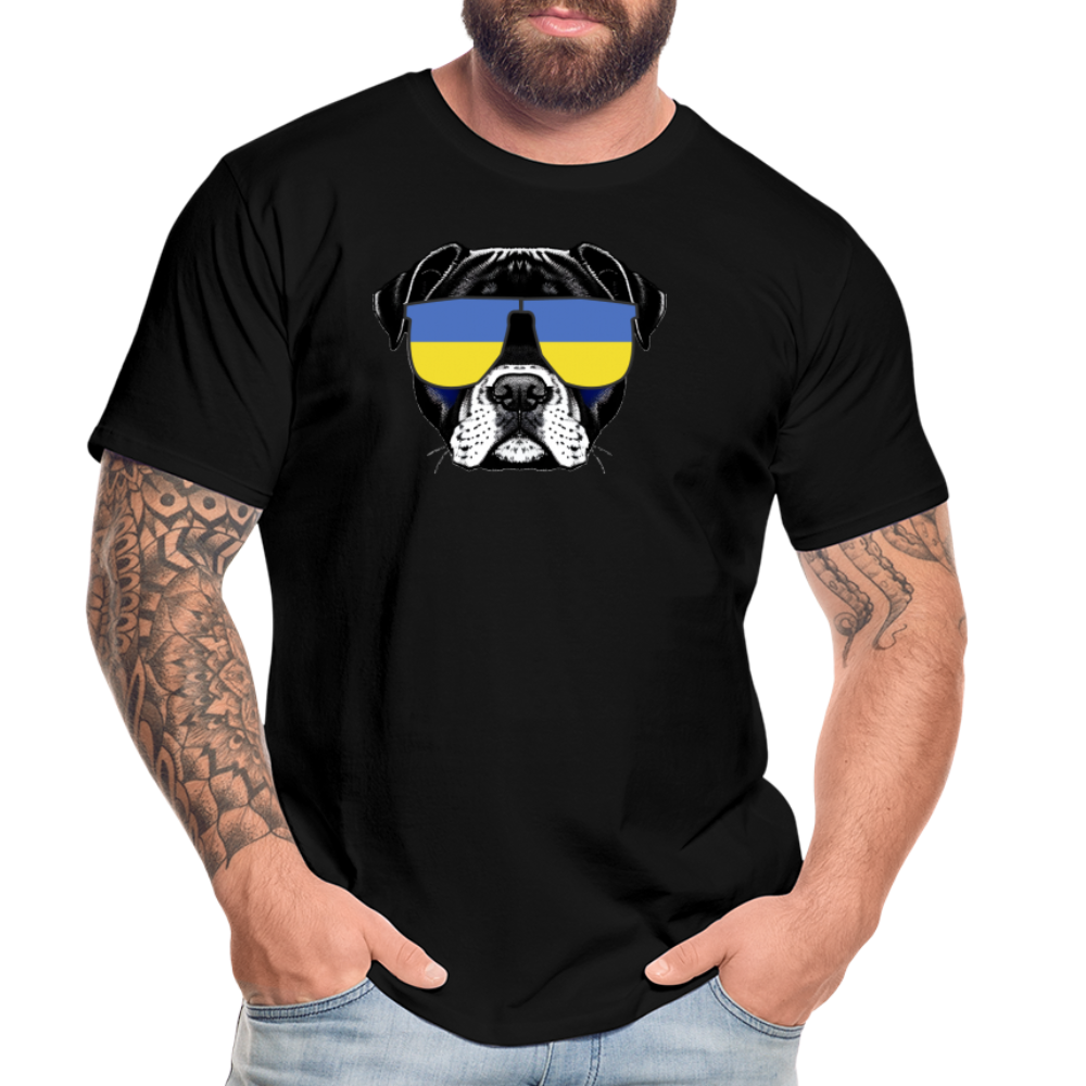 Hund mit Ukraine-Sonnenbrille "Männer"-Schnitt T-Shirt - Schwarz