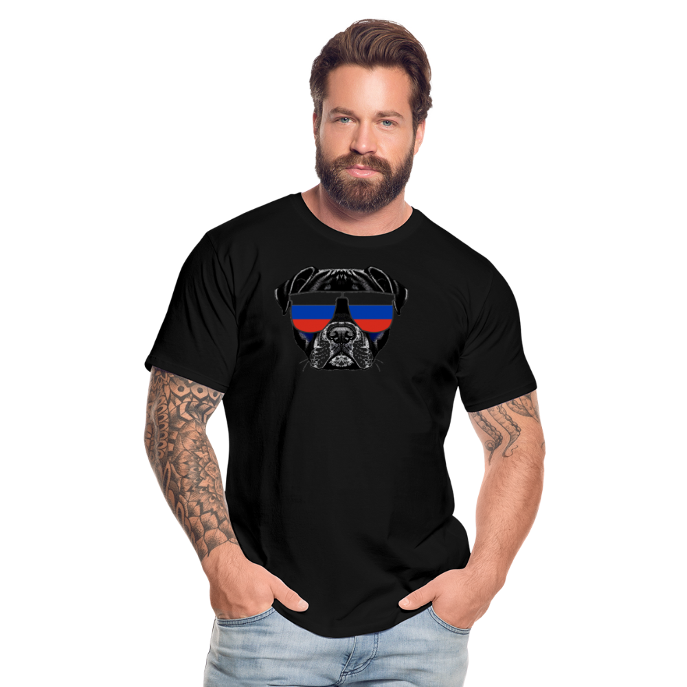 Hund mit Russland-Sonnenbrille "Männer"-Schnitt T-Shirt - Schwarz