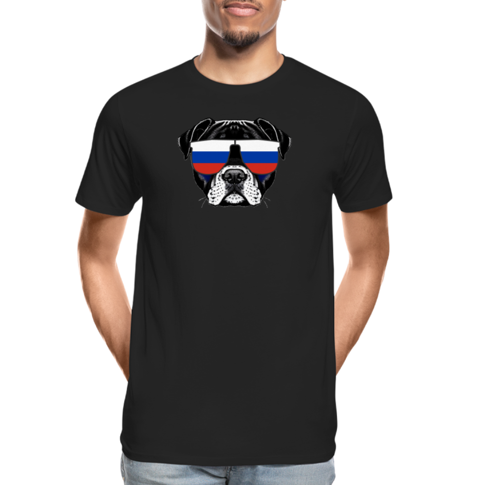 Hund mit Russland-Sonnenbrille "Männer"-Schnitt T-Shirt - Schwarz