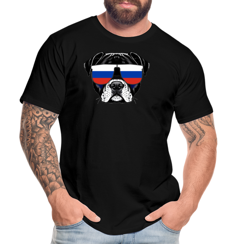 Hund mit Russland-Sonnenbrille "Männer"-Schnitt T-Shirt - Schwarz