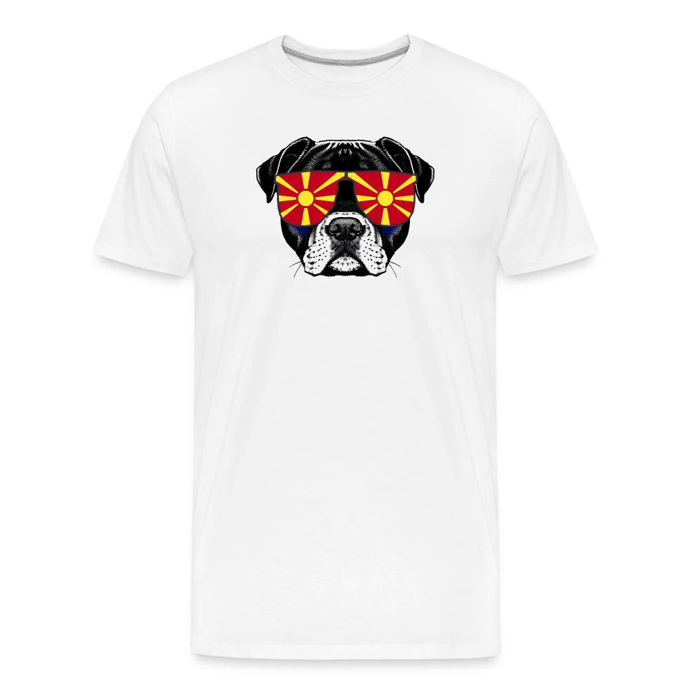 Hund mit Nordmazedonien-Sonnenbrille "Männer"-Schnitt T-Shirt - weiß