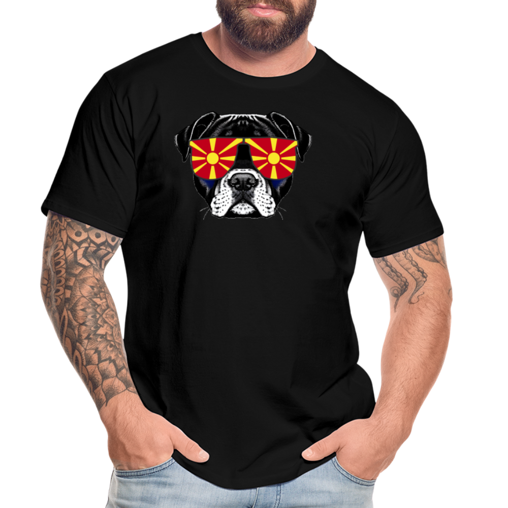 Hund mit Nordmazedonien-Sonnenbrille "Männer"-Schnitt T-Shirt - Schwarz