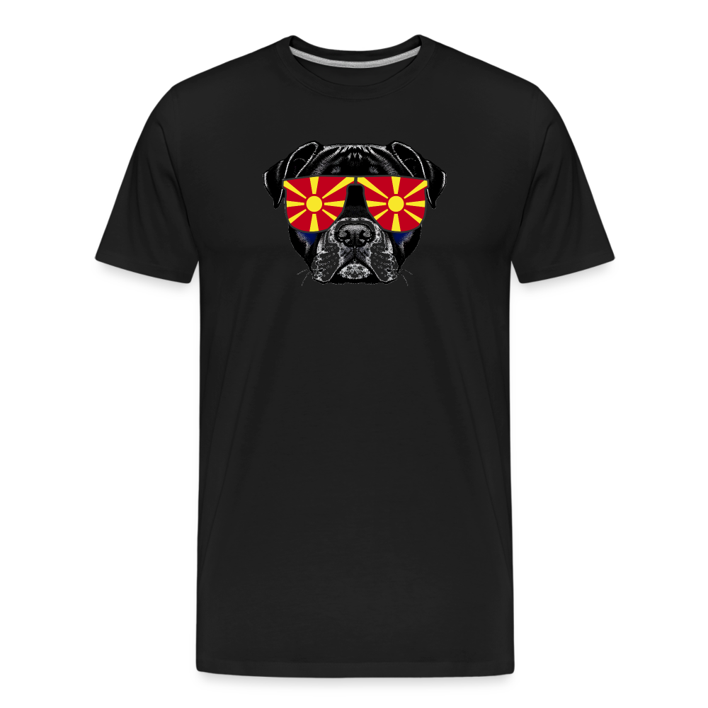Hund mit Nordmazedonien-Sonnenbrille "Männer"-Schnitt T-Shirt - Schwarz