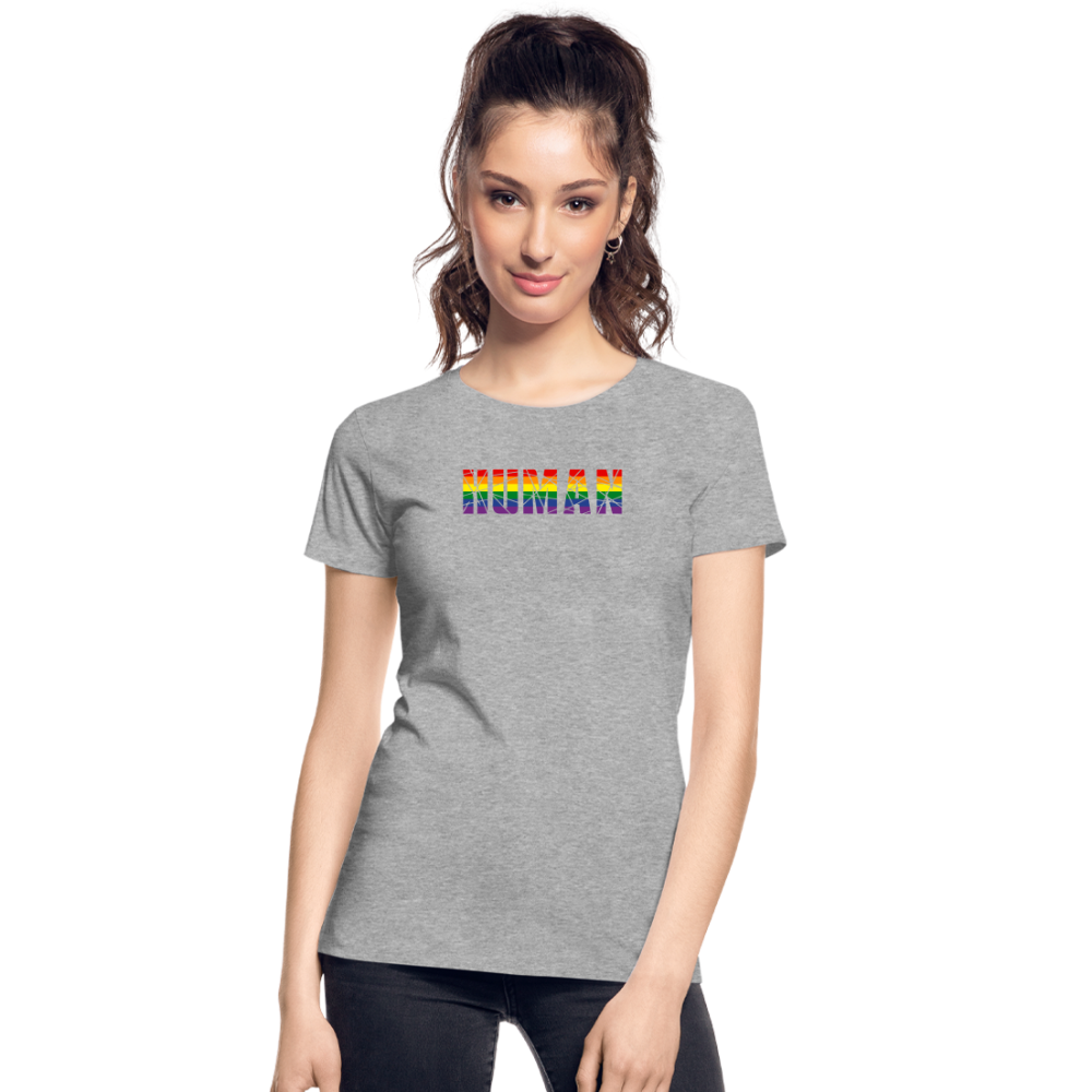 HUMAN in Regenbogen-Farben "Frauen"-Schnitt T-Shirt - Grau meliert