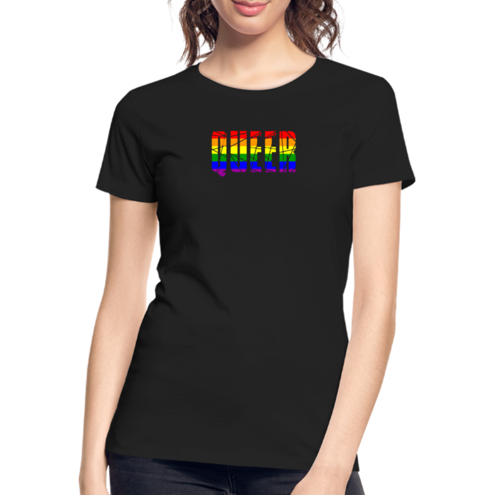 QUEER in Regenbogen-Farben "Frauen" T-Shirt - Schwarz