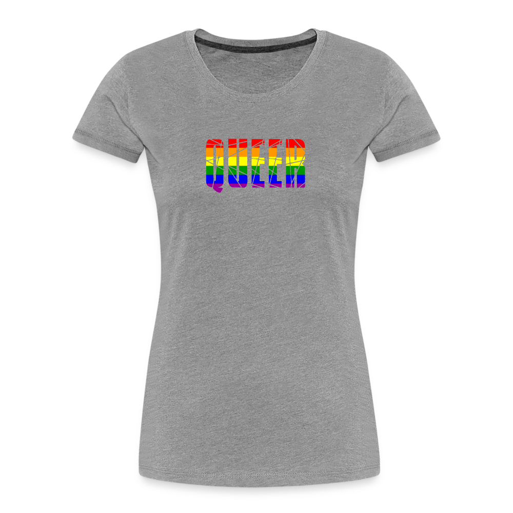 QUEER in Regenbogen-Farben "Frauen" T-Shirt - Grau meliert