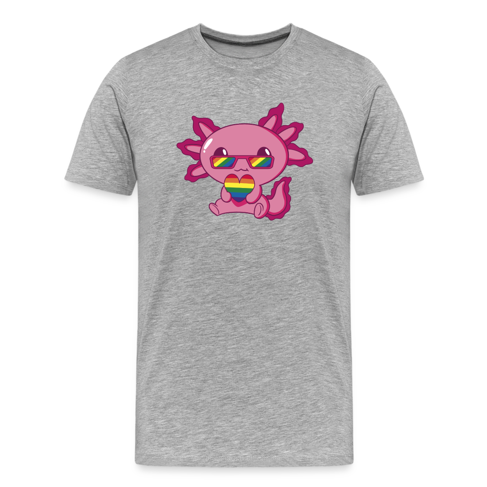 LGBTQ+ Axolotl "Männer" T-Shirt - Grau meliert