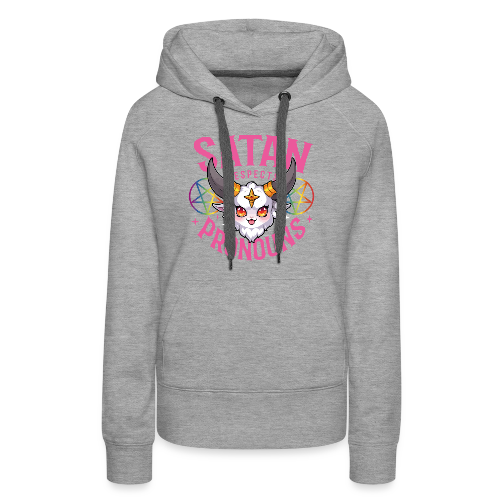 Satan Respects Pronouns "Frauen" Hoodie - Grau meliert