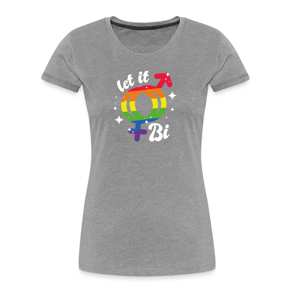 Let it Bi "Frauen" T-Shirt - Grau meliert