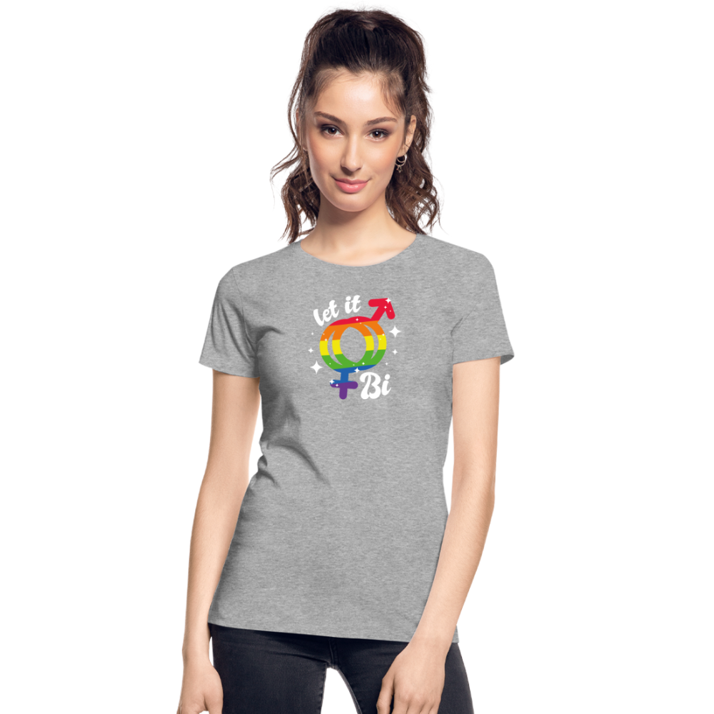 Let it Bi "Frauen" T-Shirt - Grau meliert