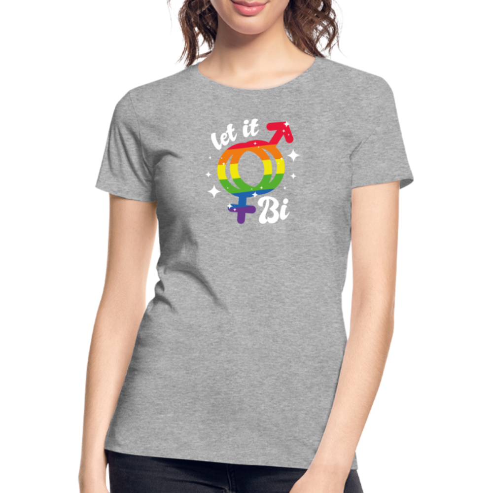 Let it Bi "Frauen" T-Shirt - Grau meliert