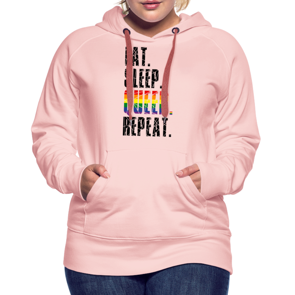 EAT. SLEEP. QUEER. REPEAT. "Frauen" Hoodie - Kristallrosa