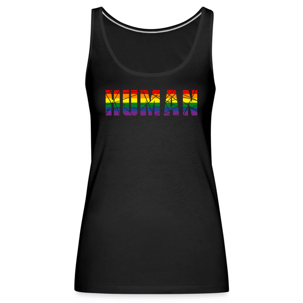 HUMAN in Regenbogen-Farben "Frauen" Tank Top - Schwarz