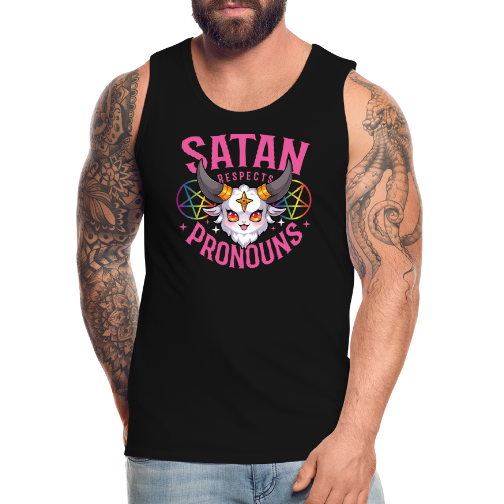 Satan Respects Pronouns "Männer" Tank Top - Schwarz