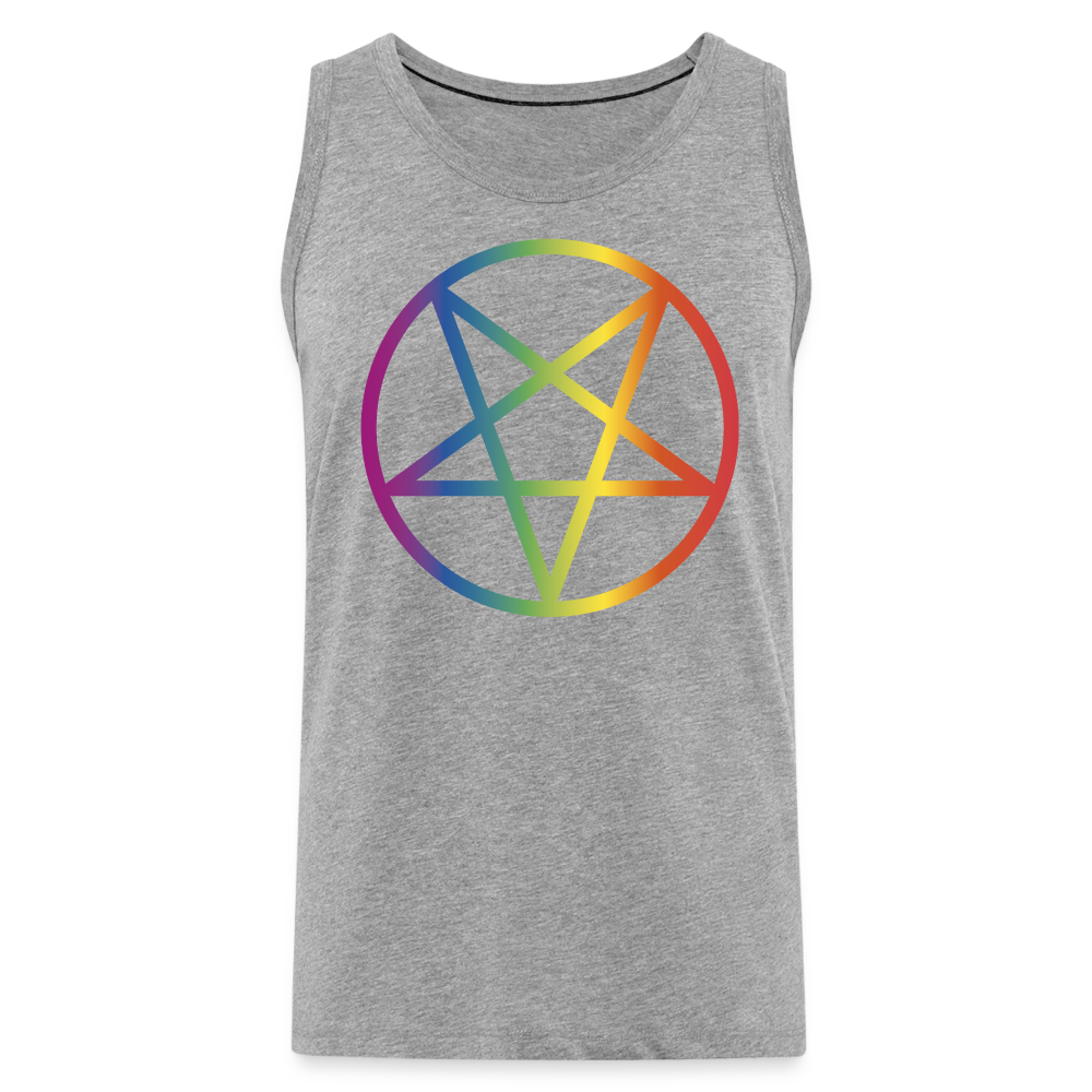 Regenbogen Pentagramm "Männer" Tank Top - Grau meliert